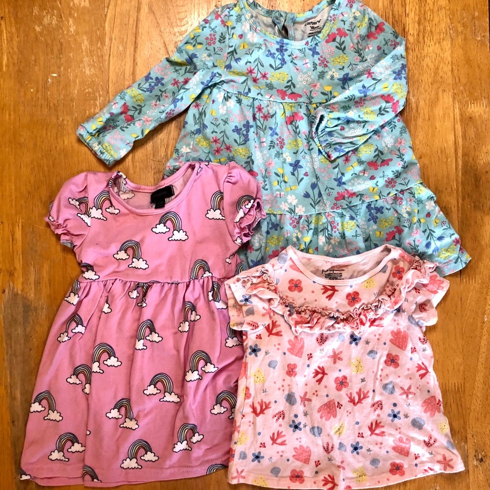 Set of 3 toddler pattern play dresses